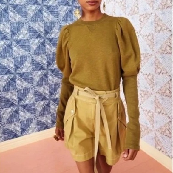 Ulla Johnson philo Olive Green Puff Sleeve sweater - Picture 1 of 7